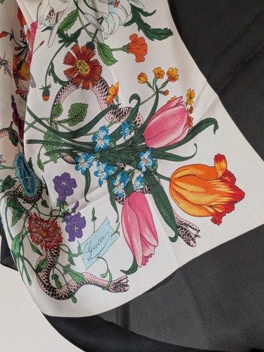 Gucci flora snake print silk - snake,