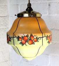 Ceiling Light Art Deco Yellow & Orange Glass Oranges Pendant Gallery Fittings.