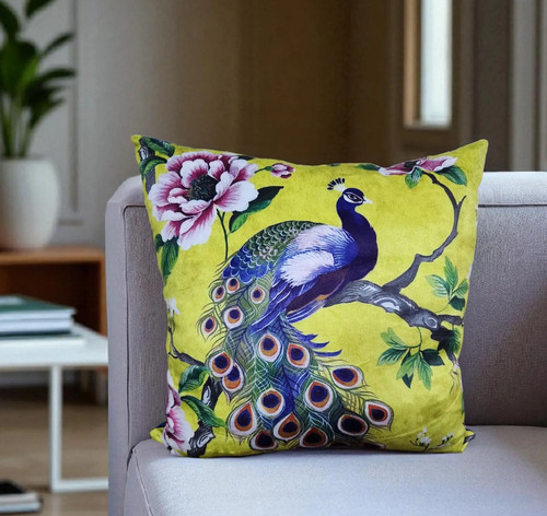 Peacock floral velvet - peacock, &