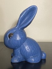 Sylvac Rabbit #1026 Snub Nose Bunny 7" Blue Fine English Pottery