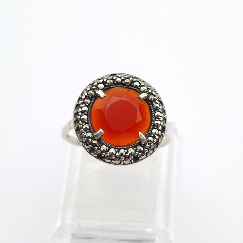 Carnelian marcasite ring - &,