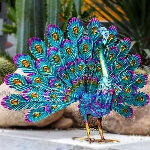 Peacock statue garden decor - statue,