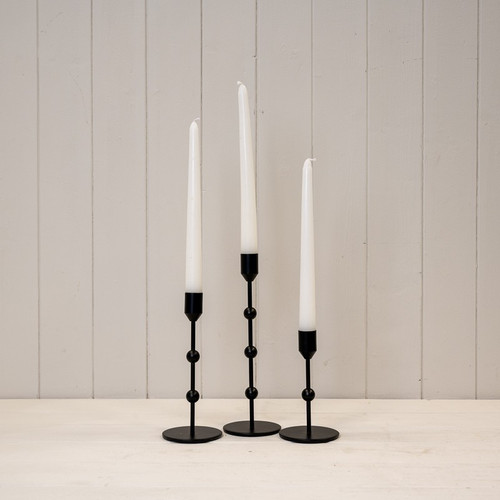Black metal taper candle - black,