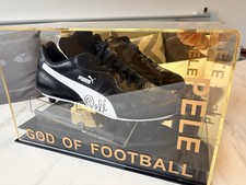 Signed Pele Boot In Display Case