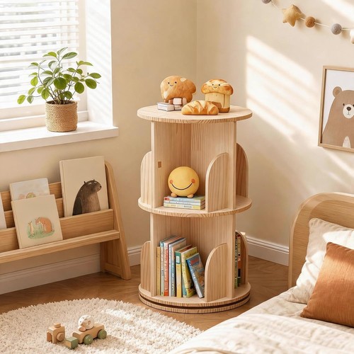 Solid wood rotating - rotating, bookshelf