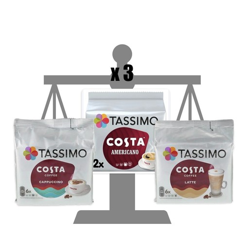 Tassimo costa coffee - coffee, 3x