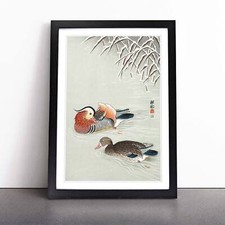 Mandarin Ducks Framed Canvas Wall Art Print Poster Picture, Home Decor