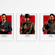Red Dead Redemption Character Art Posters, Kids, Gaming, Bedroom, Wall Art, Gift