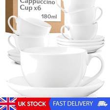 6 Flat White Coffee Cups with