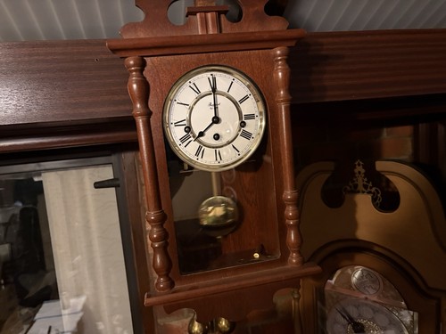 Mahogany wall clock with key - mahogany,