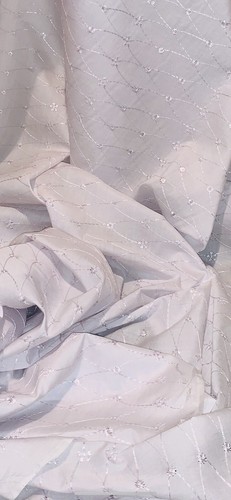 White broderie anglaise fabric - broderie,