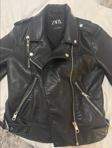 Zara black faux leather jacket - black,