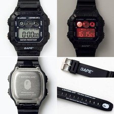A BATHING APE DIGITAL WATCH Black BAPE Limited RARE New 　