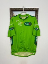 Vintage 2010 Nike Jersey PMU Tour de France Green Cycling Jersey Shirt Size XL