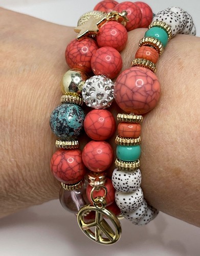 Colourful boho beaded bracelet - beaded,