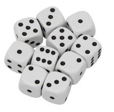 16mm White Dice with Black