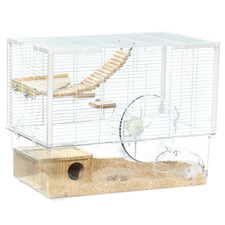 PawHut Hamster Cage, Gerbilarium Cage w/ Deep Bottom, Ramp, Exercise Wheel