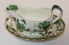 Masons Ironstone Mandalay Chartreuse Individual Gravy Boat Sauce Jug & Saucer VG
