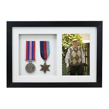 3d Deep Box Frame To Display War Military Sport Medals + Photo Black