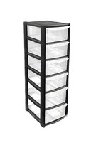 6 DRAWER PLASTIC BLACK TOWER TROLLEYDRAWER SCHOOL OFFICE HOME