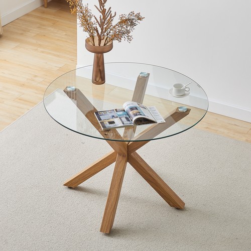 Round glass top dining table - round,