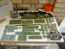 Meccano Bundle Of Army Parts Cab, Tracks, Wheels, Barrel, Strips & Plates Etc