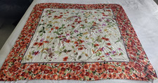 VALENTINO Large Silk Scarf - Floral - Cream/Orange - 85 x 85 cm