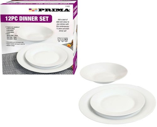 12pc dinner set white - 12pc,