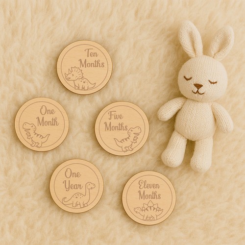 Wooden baby milestone disc - wooden,