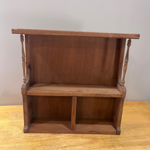 Vtg rustic wood wall shelf - rustic,