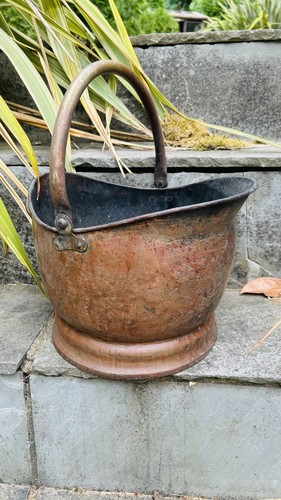 Antique copper coal bucket - antique,