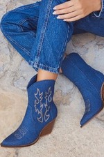 Gold Embroidered Denim Western