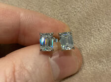 2.0  Carat Lab Created Diamond Emerald Cut Stud Earrings In Platinum Plated 925