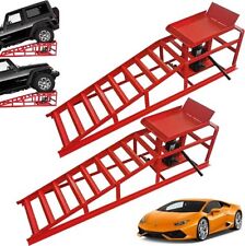 2 x Heavy Duty Metal Car Ramp Lift Height Adjustable 4Ton Hydraulic Jack Garage