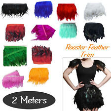 2 Metres Rooster Feather Trimmings Coque Fringe Trim Hackle Craft Sewing Costume