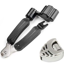 Guitar String Winder + Cutter + Peg Puller Tool + Silver Plectrum Holder KIT