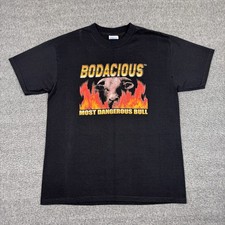 Vintage Wrangler Bodacious Bull T-Shirt Mens L Black Rodeo Bull Riding Cowboy