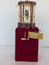 Vintage Enamel Cloisonne Bird Cage Ornament — Handcrafted Parrot CR03