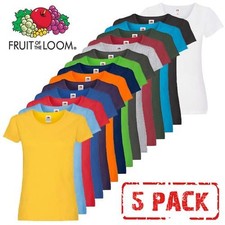 5 Pack Fruit of the Loom Ladies T Shirt Womens Blank Lady Fit Tee Blank T-Shirts