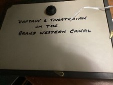 canal boat small oil painting