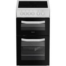 Hotpoint HTE5VCW 50cm Free Standing Electric Cooker with Ceramic Hob White A