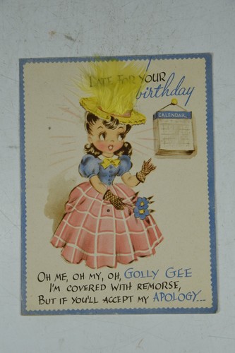 Vintage birthday greeting card - birthday,