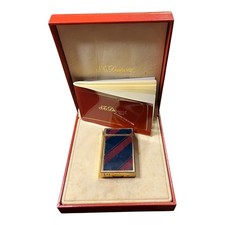 Vintage S.T. Dupont Paris Ligne 1 Blue/Red Gold Colour Lighter – cased