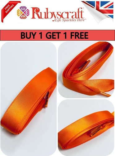 Orange satin smooth shoelace - smooth,