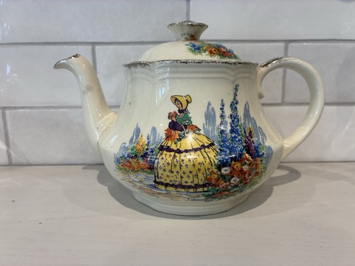 Crinoline lady vintage teapot - vintage,