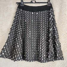 Coast Skirt Aline Size 12 3d Print Geometric Black/White Satin Waist Band Zip