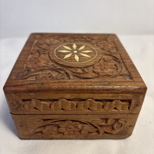 Wooden carved box india - carved, box.