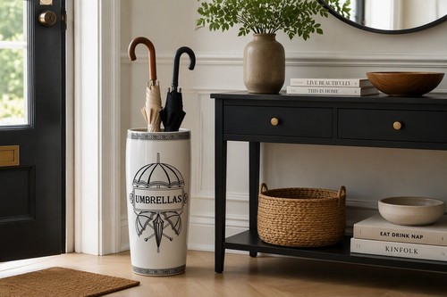 Umbrella stand ceramic - umbrella, glazed