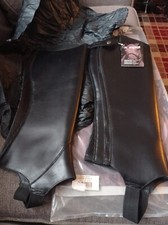 BARGAIN! TOGGI TULSA BLACK LEATHER RIDING GAITERS L47-W38 USE WITH SHORT BOOTS. 