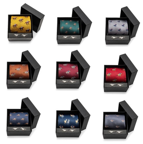 Horse racing tie cufflinks - horse,